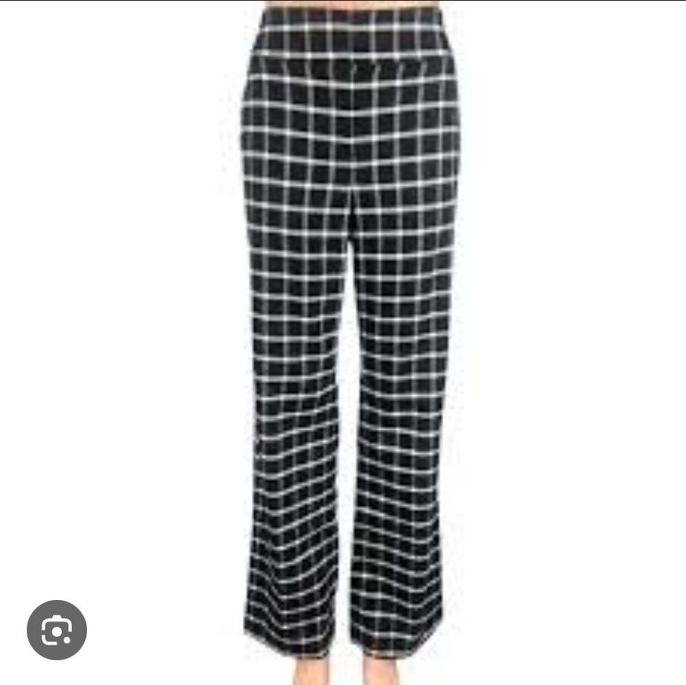 Ann Taylor Factory Black & White‎ Plaid Mid Rise Straight Leg Pants Size 4 #617